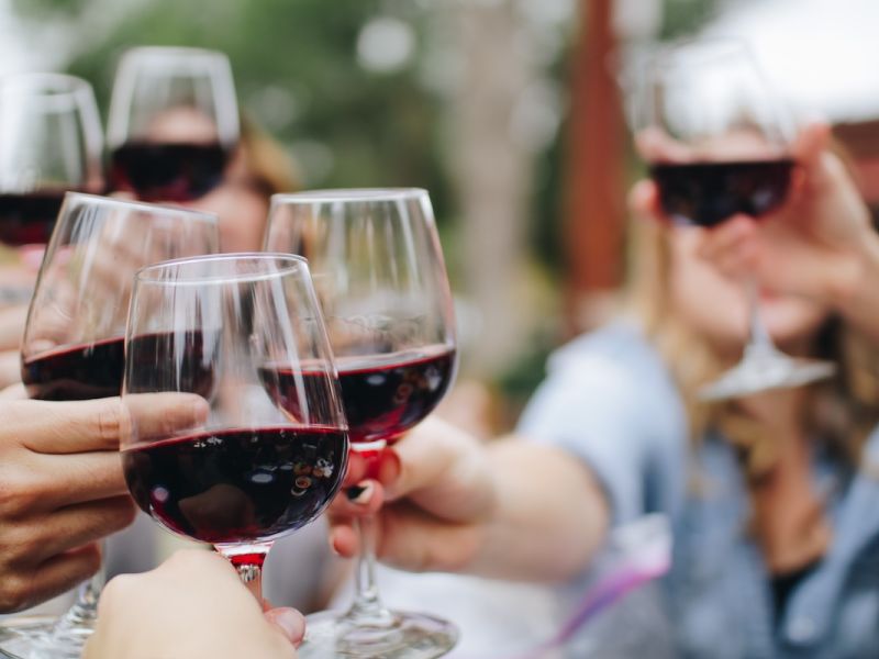 Guests toasting wine glasses at the Hilton Head Wine and Food Festival.