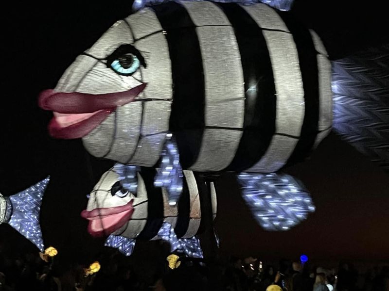 Glowing paper lanterns at the Hilton Head Lantern Parade at Lowcountry Celebration Park.