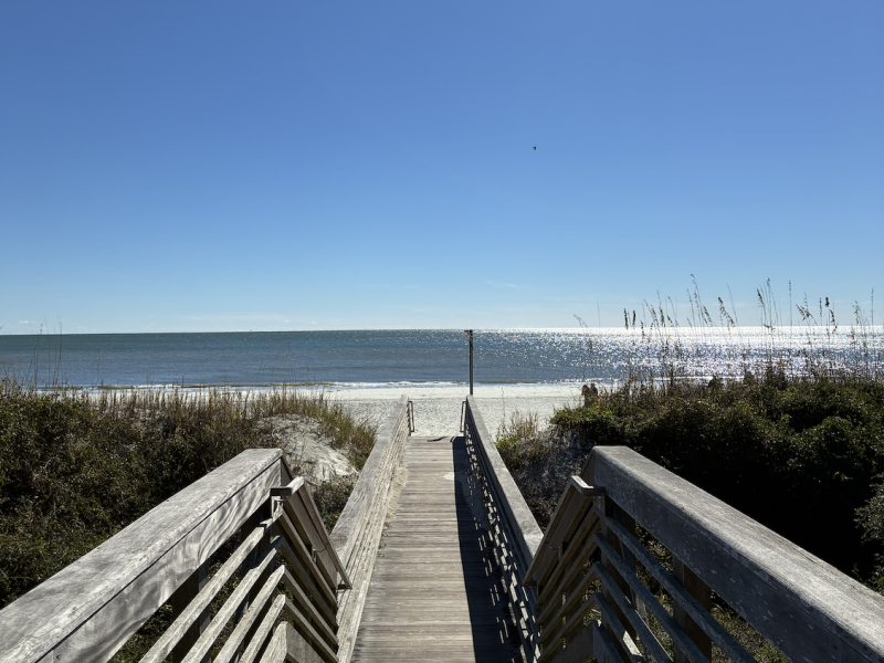 Children sledding on the dunes at Sea Pines Beach Club during Sandy Sledding on Hilton Head Island.