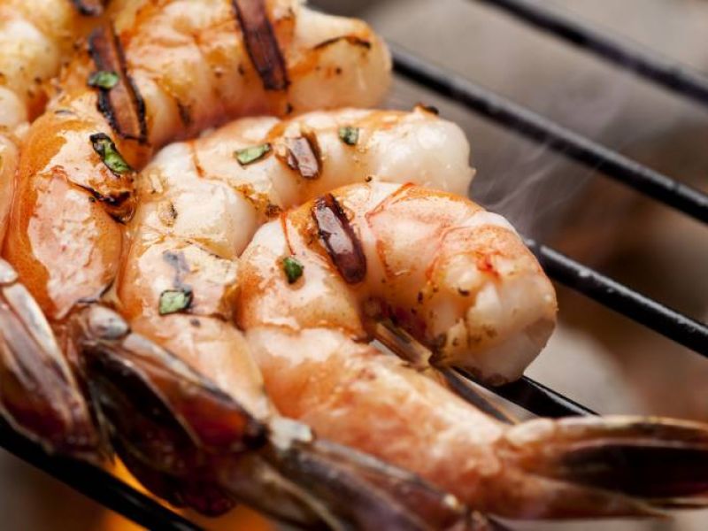 Lowcountry shrimp on the grill at the Hilton Head Island Shrimp Festival at Sea Pines Resort.