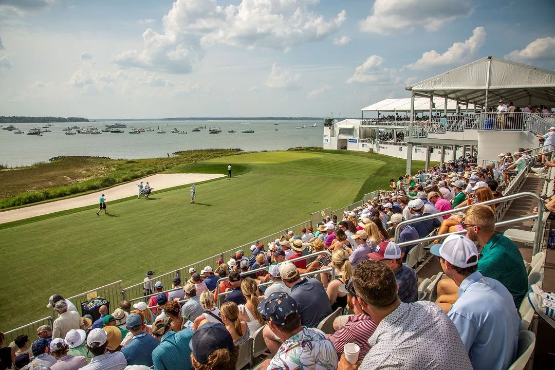 Attendees watching the RBC Golf Tournament